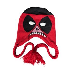 Marvel‎ Deadpool Kids Propeller Knit Beanie Hat Red Black Superhero Mask Earflap